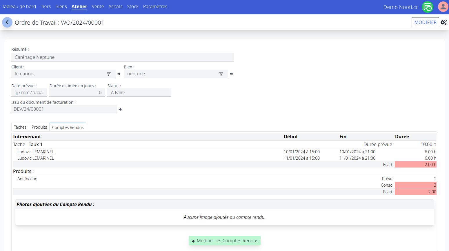 Compte-rendu ordre de travail