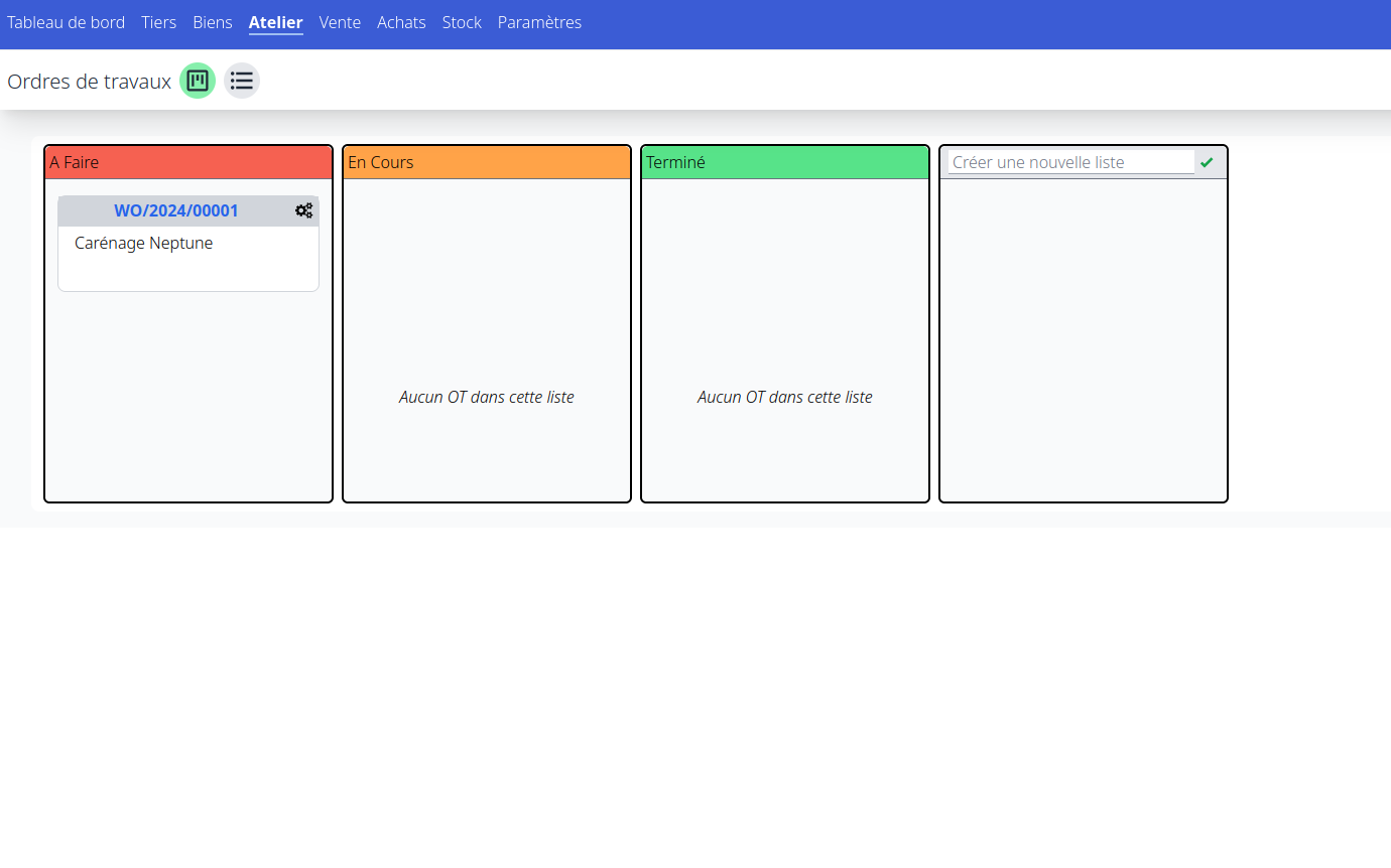 Kanban ordres de travaux